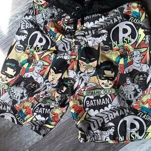 DC Comics Batman Robin Superman Hero  Flash Lined Swimming Trunks Board Shorts M